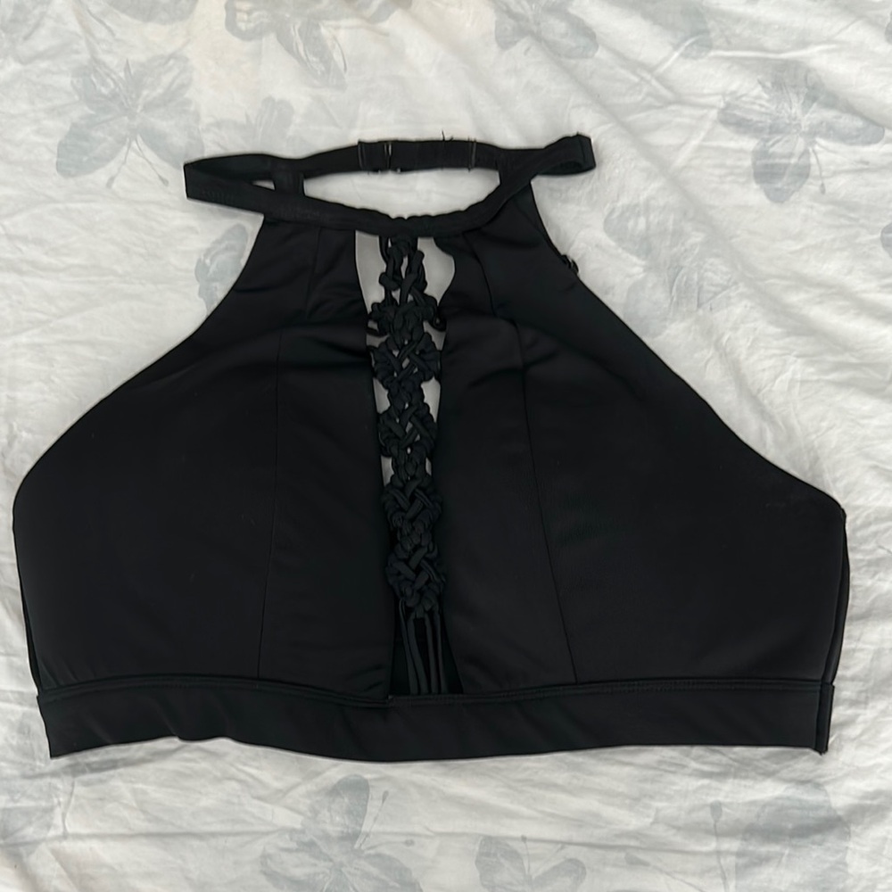 Black Halter Top with Braided Detail